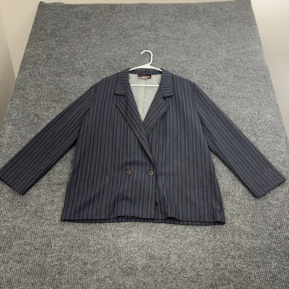 Vintage Smith & Jones Blazer‎ Womens 16 Navy Pinstripe Double Breasted Retro